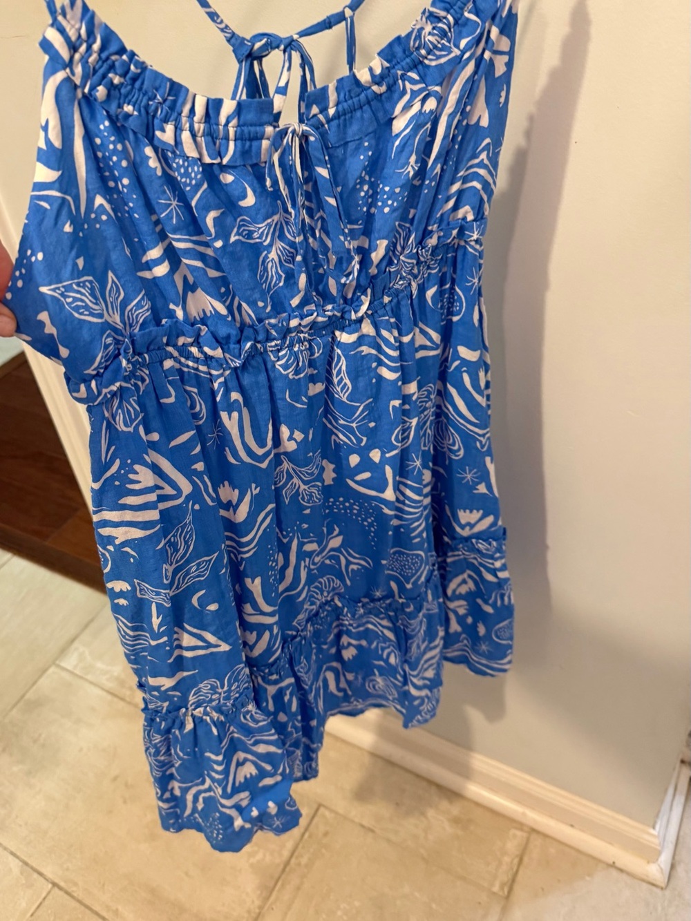 Blue and White Printed Sundress